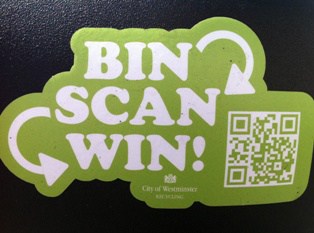 A close-up of the QR code used on the litter bins